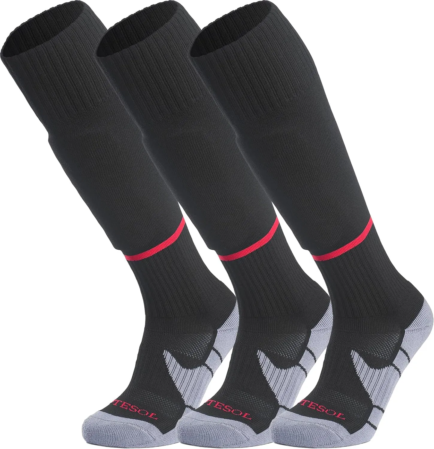 APTESOL Knee High Soccer Socks (1/3/5 Pair) Team Sport Cushion Athletic Socks for Kids Youth Adult