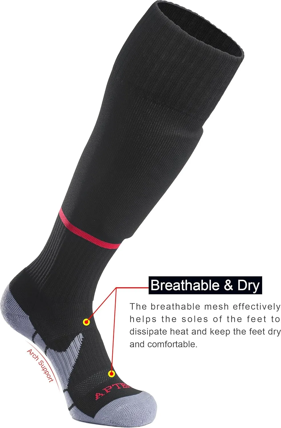 APTESOL Knee High Soccer Socks (1/3/5 Pair) Team Sport Cushion Athletic Socks for Kids Youth Adult