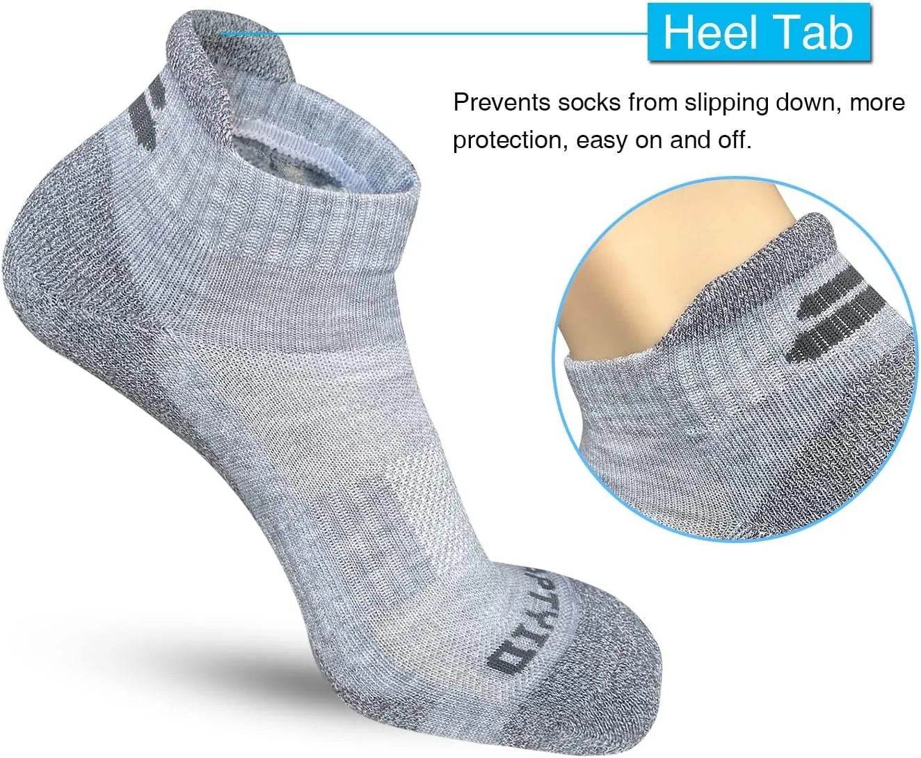 APTYID Men's Cushioned Athletic Running Ankle Socks (6 Pairs)