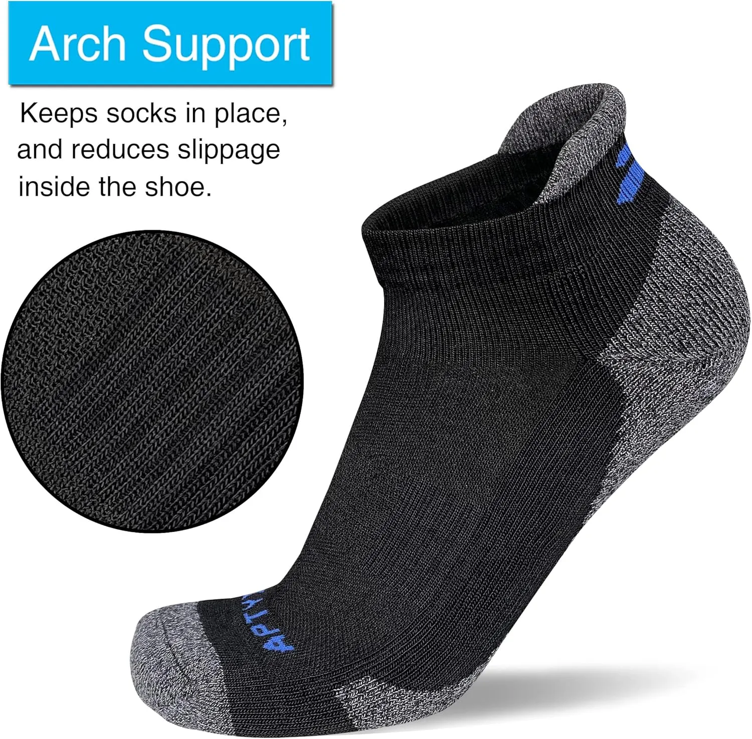 APTYID Men's Cushioned Athletic Running Ankle Socks (6 Pairs)