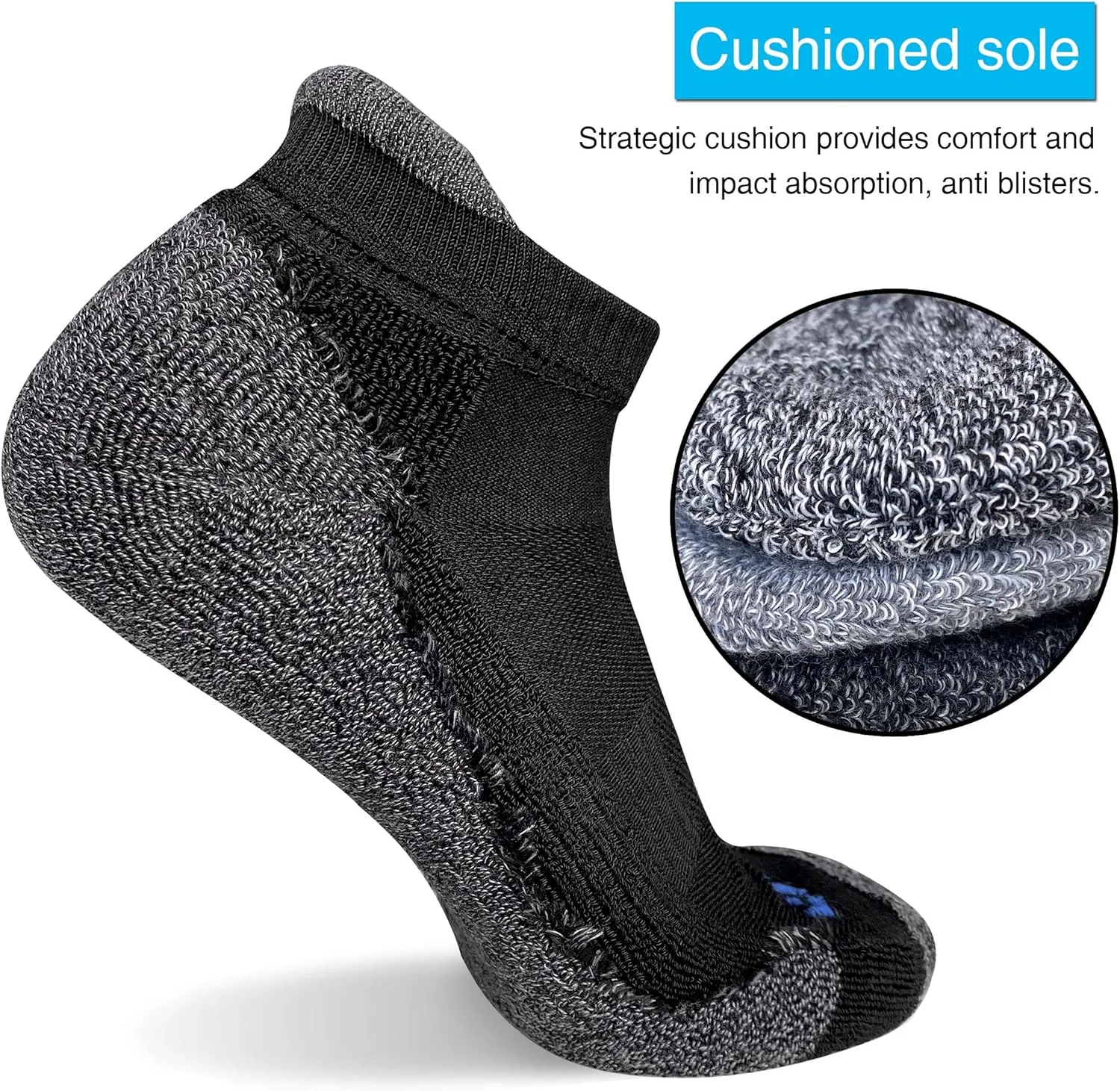 APTYID Men's Cushioned Athletic Running Ankle Socks (6 Pairs)