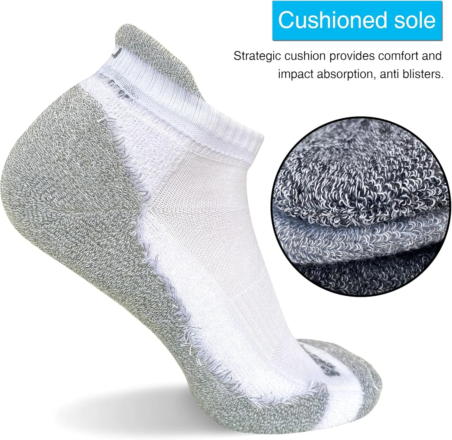 APTYID Men's Cushioned Athletic Running Ankle Socks (6 Pairs)