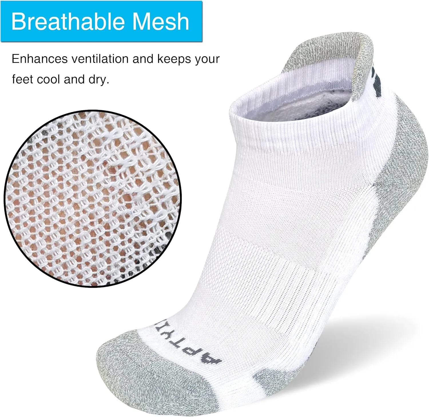 APTYID Men's Cushioned Athletic Running Ankle Socks (6 Pairs)