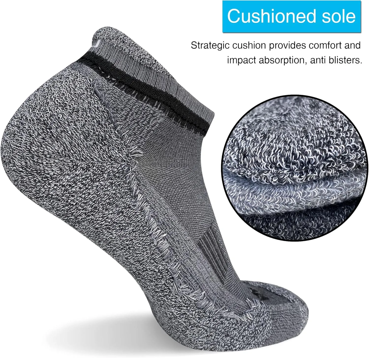 APTYID Men's Cushioned Athletic Running Ankle Socks (6 Pairs)