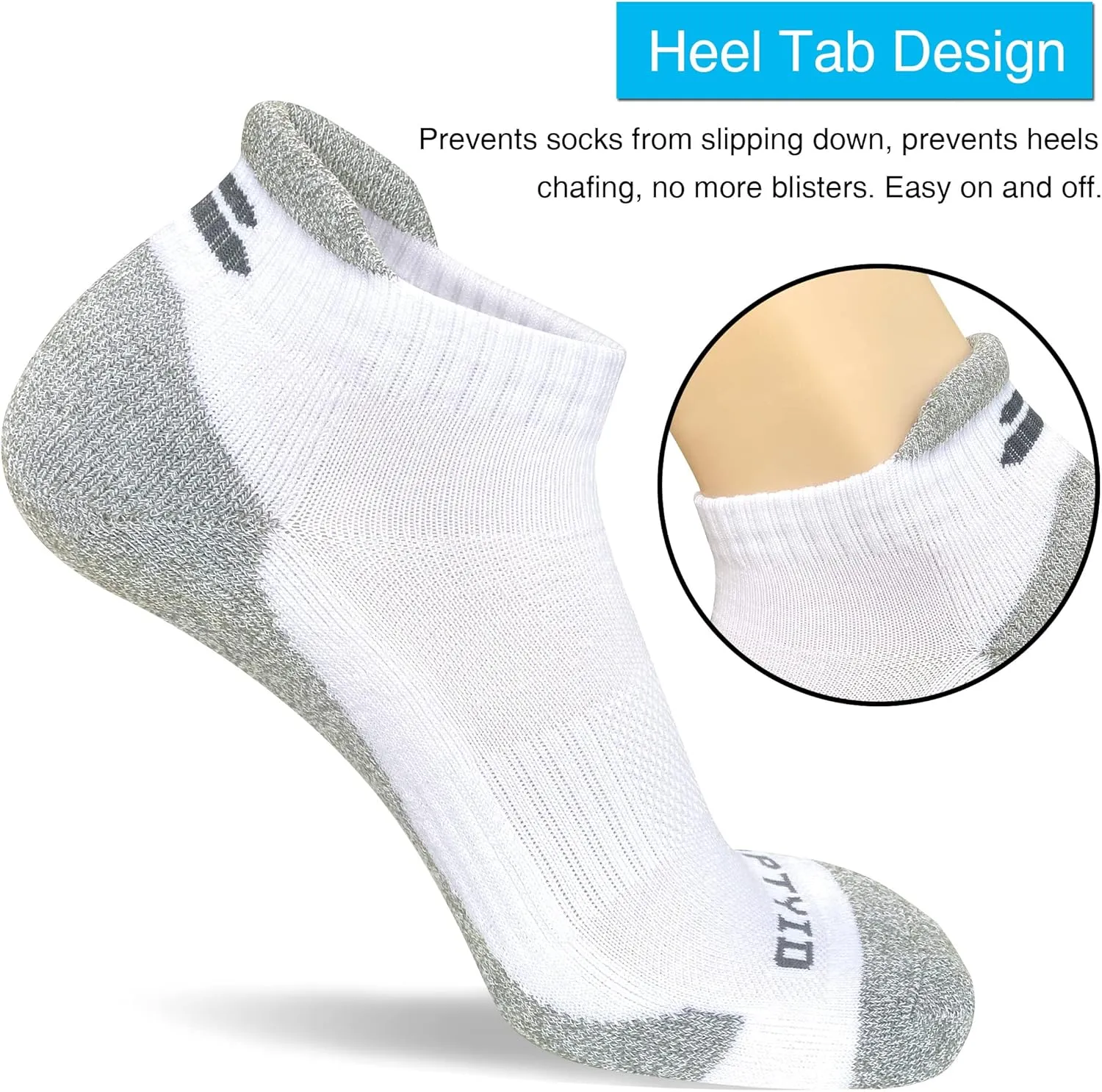 APTYID Men's Cushioned Athletic Running Ankle Socks (6 Pairs)