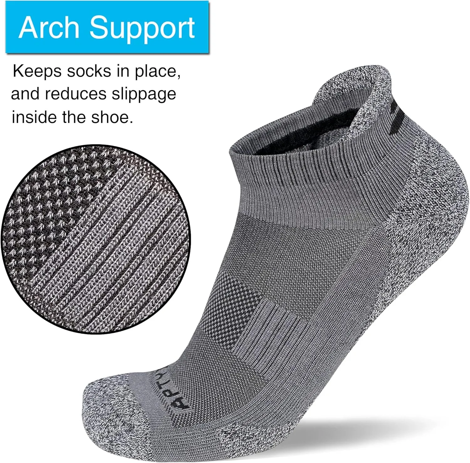 APTYID Men's Cushioned Athletic Running Ankle Socks (6 Pairs)