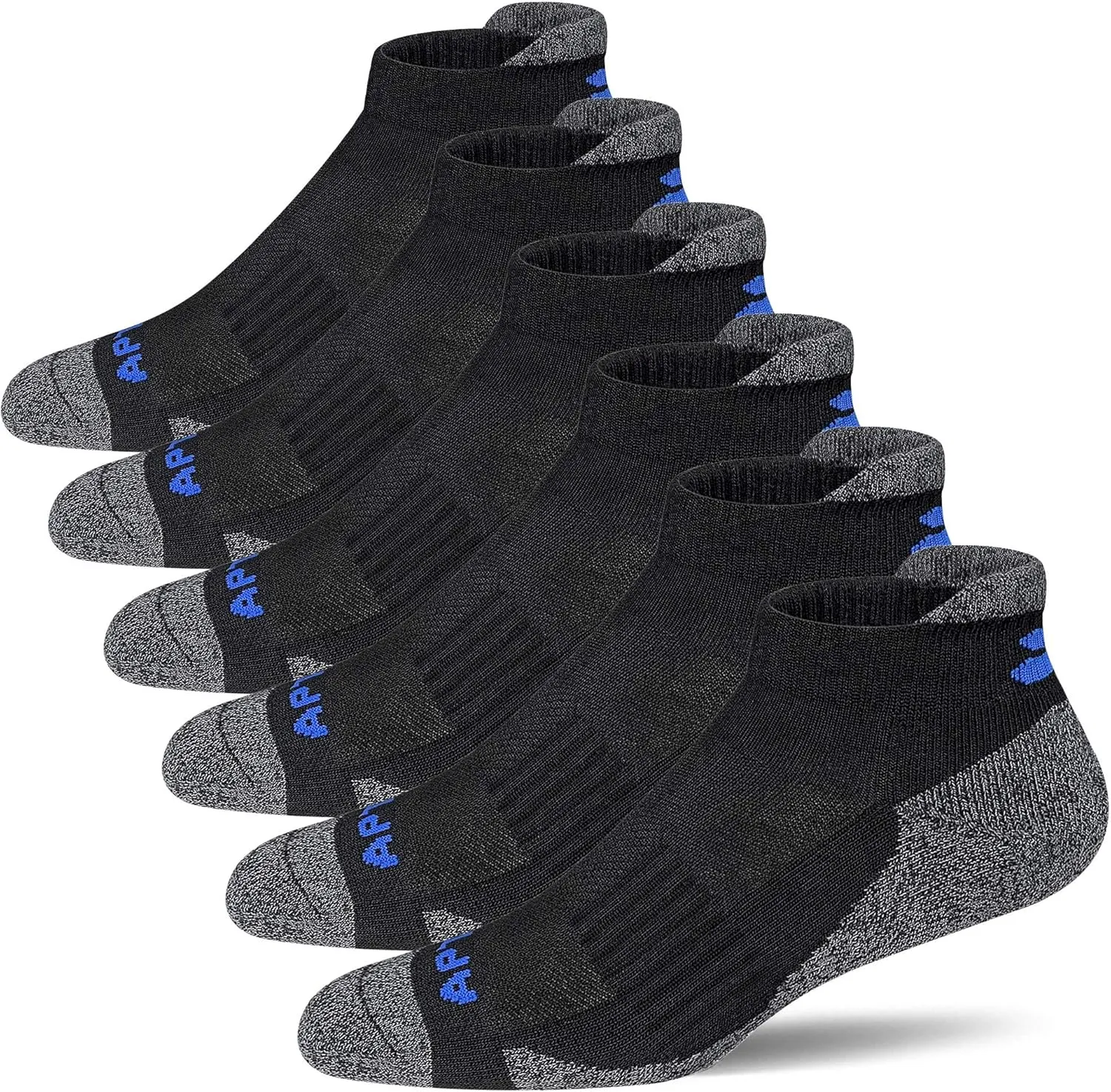APTYID Men's Cushioned Athletic Running Ankle Socks (6 Pairs)