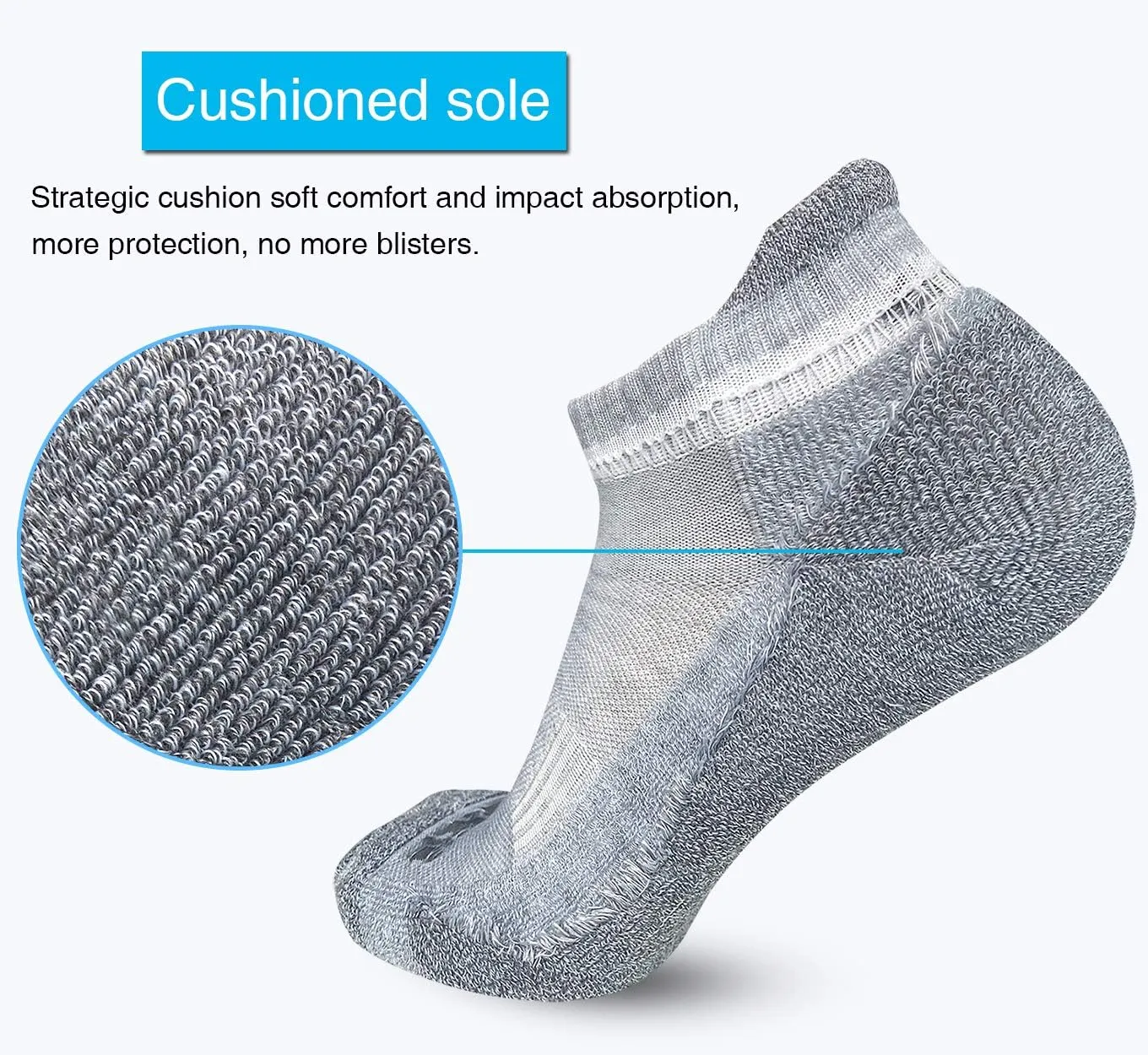 APTYID Men's Cushioned Athletic Running Ankle Socks (6 Pairs)