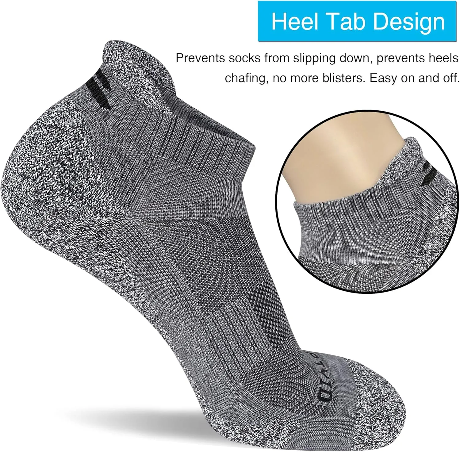 APTYID Men's Cushioned Athletic Running Ankle Socks (6 Pairs)