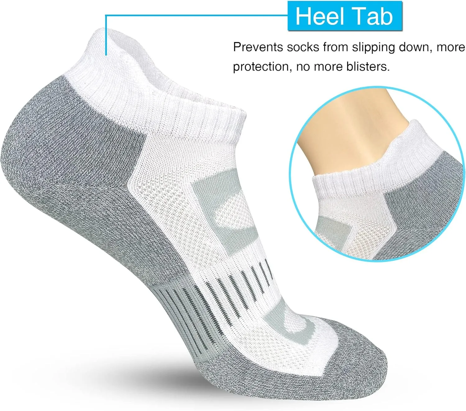 APTYID Women's Athletic Cushioned Ankle Socks Tab Running Socks (6 Pairs)