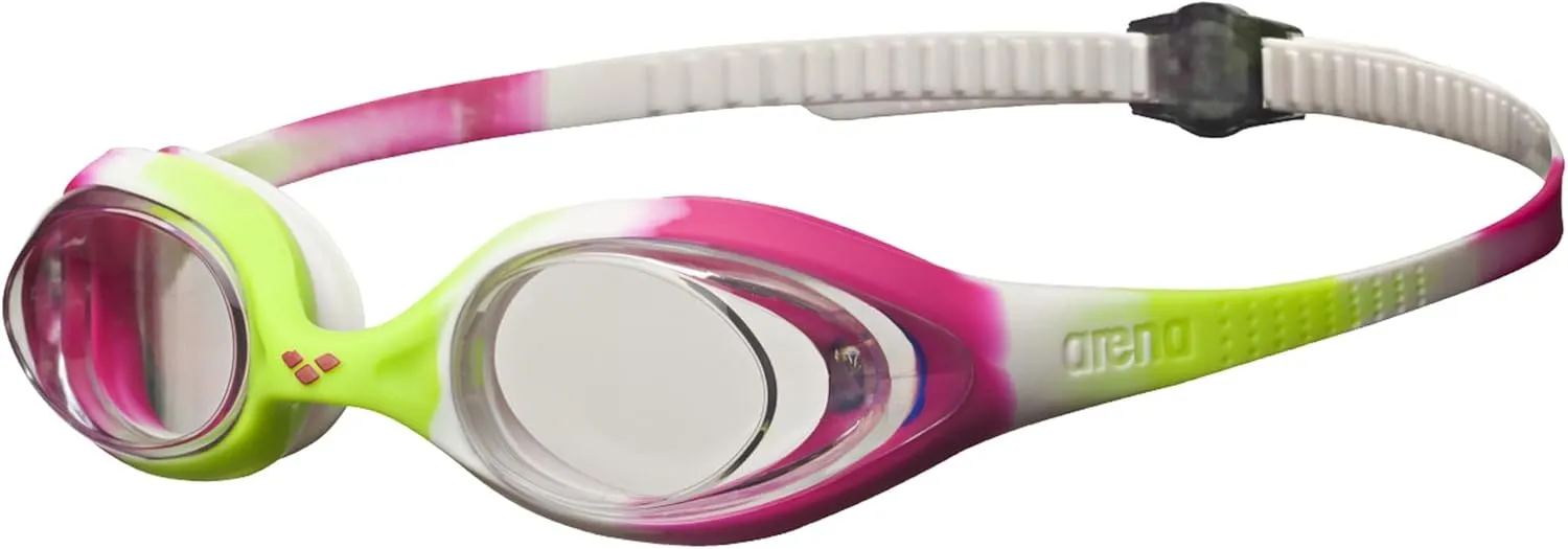 ARENA Unisex Youth Spider Junior Swim Goggles Girls and Boys Ages 6 to 12 Fogless Lenses Easy to Adjust Strap No Leak