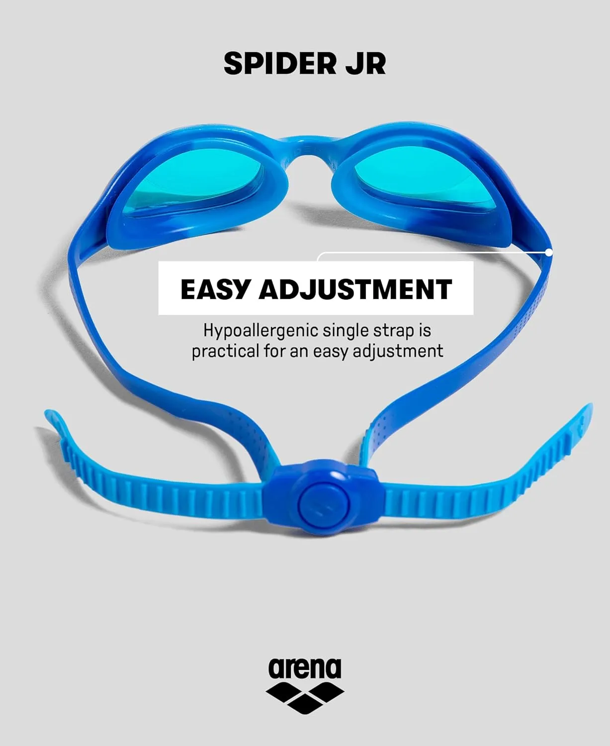 ARENA Unisex Youth Spider Junior Swim Goggles Girls and Boys Ages 6 to 12 Fogless Lenses Easy to Adjust Strap No Leak