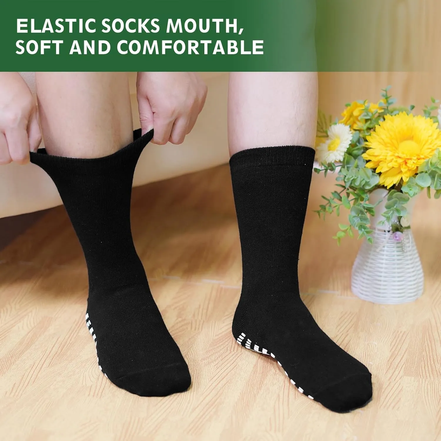Artfasion Non Slip Socks Men: Women Grip Anti Slip Socks for Seniors Hospital Yoga Pilates