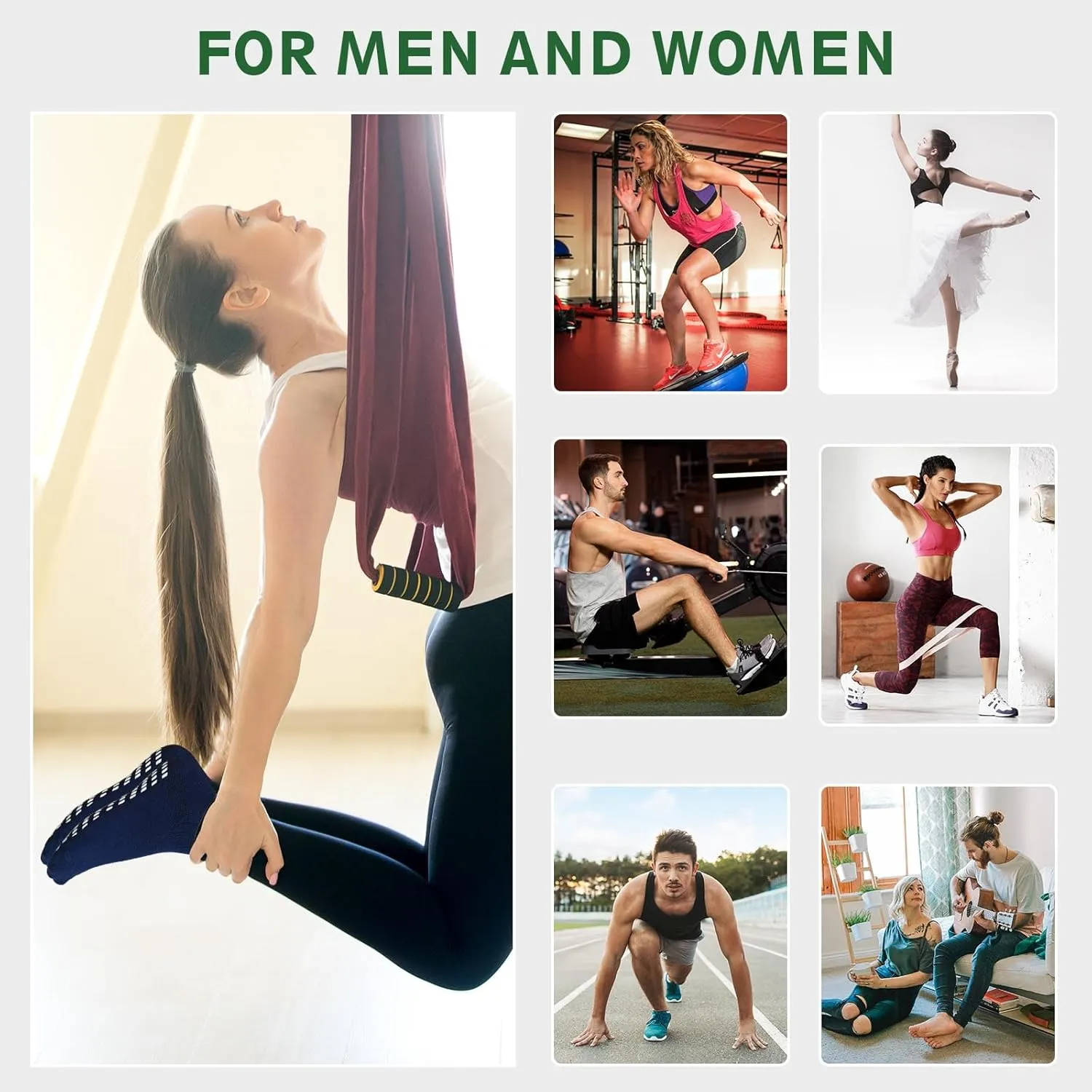 Artfasion Non Slip Socks Men: Women Grip Anti Slip Socks for Seniors Hospital Yoga Pilates