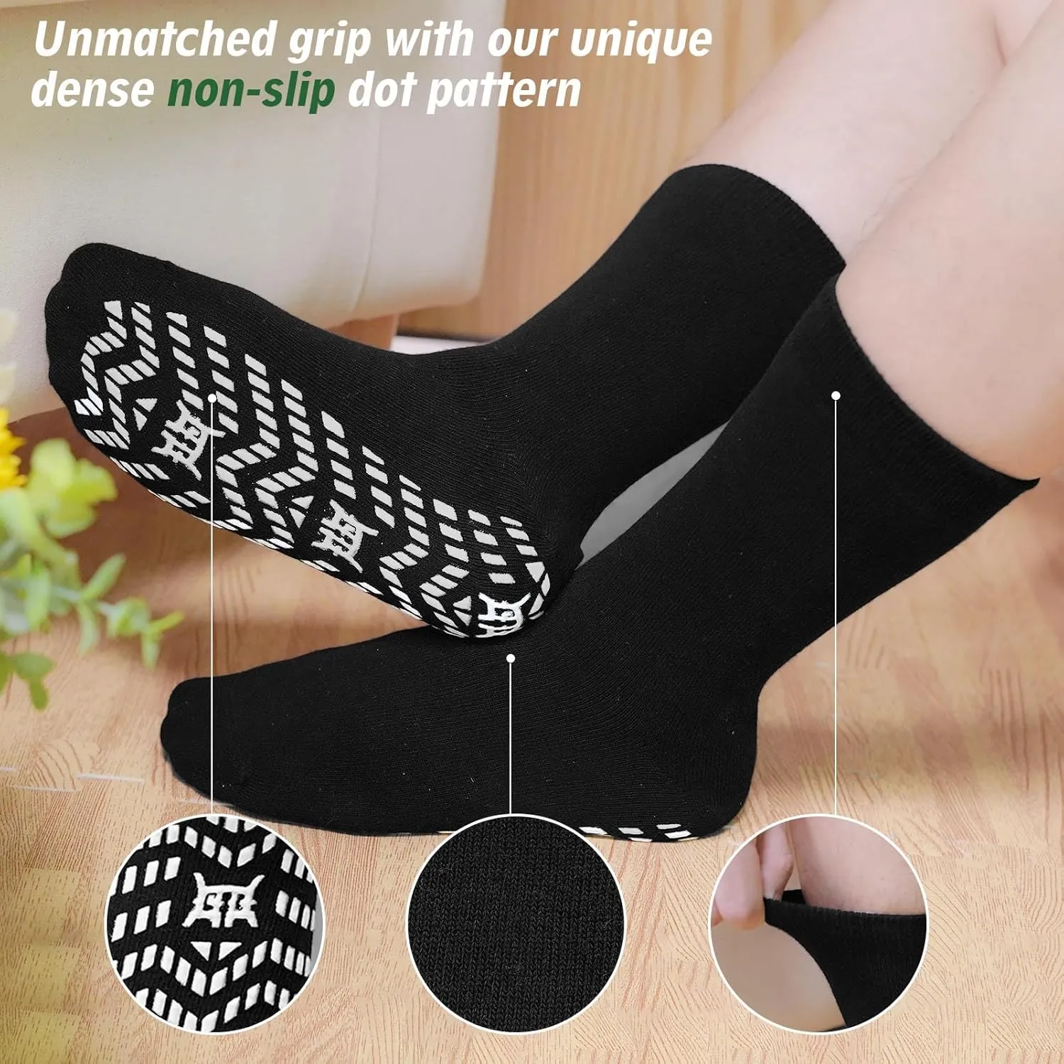 Artfasion Non Slip Socks Men: Women Grip Anti Slip Socks for Seniors Hospital Yoga Pilates