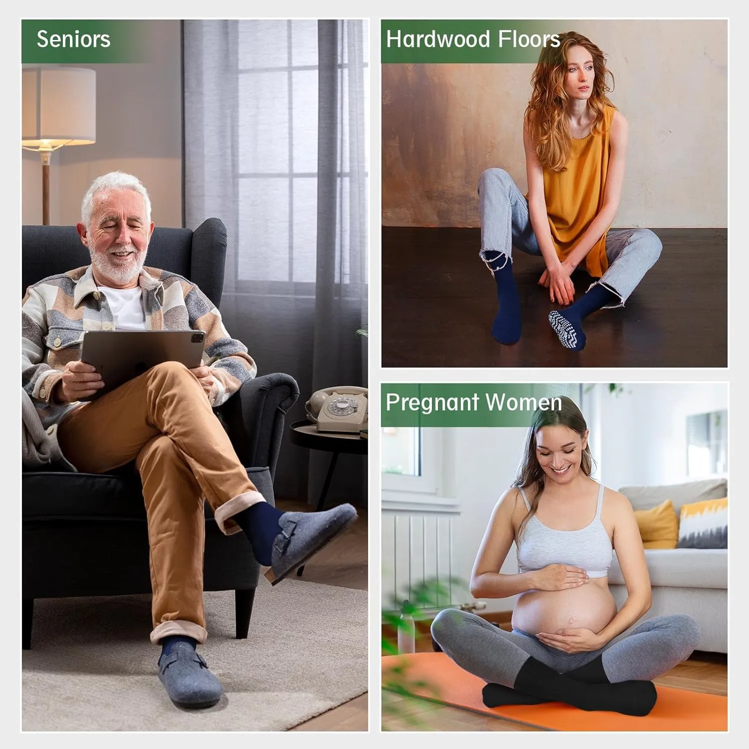 Artfasion Non Slip Socks Men: Women Grip Anti Slip Socks for Seniors Hospital Yoga Pilates