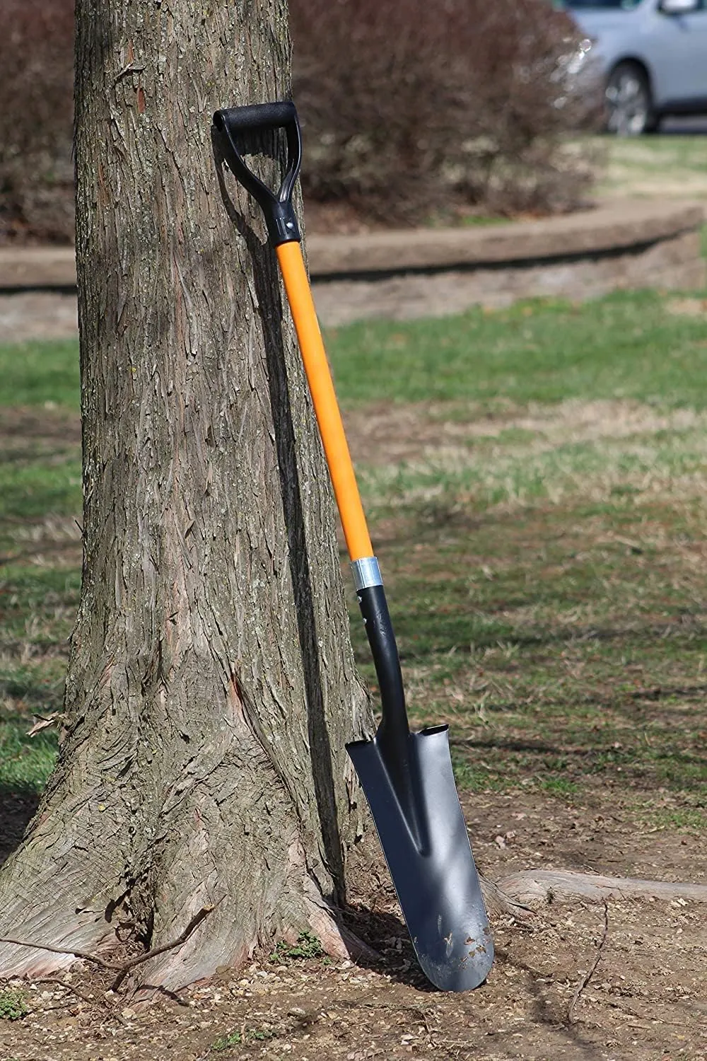 Ashman Drain Spade Shovel (Pack of 6) - 48-Inch Long D Handle Spade - Heavy Duty Handle with Thick Metal Blade - Premium Quality Orange Multi Purpose Shovel.