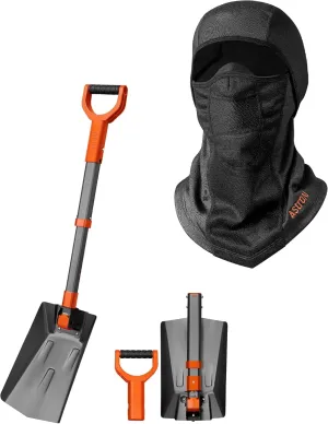 AstroAI 39" Folding Snow Shovel & Ski Mask Windproof Balaclava for Cold Weather
