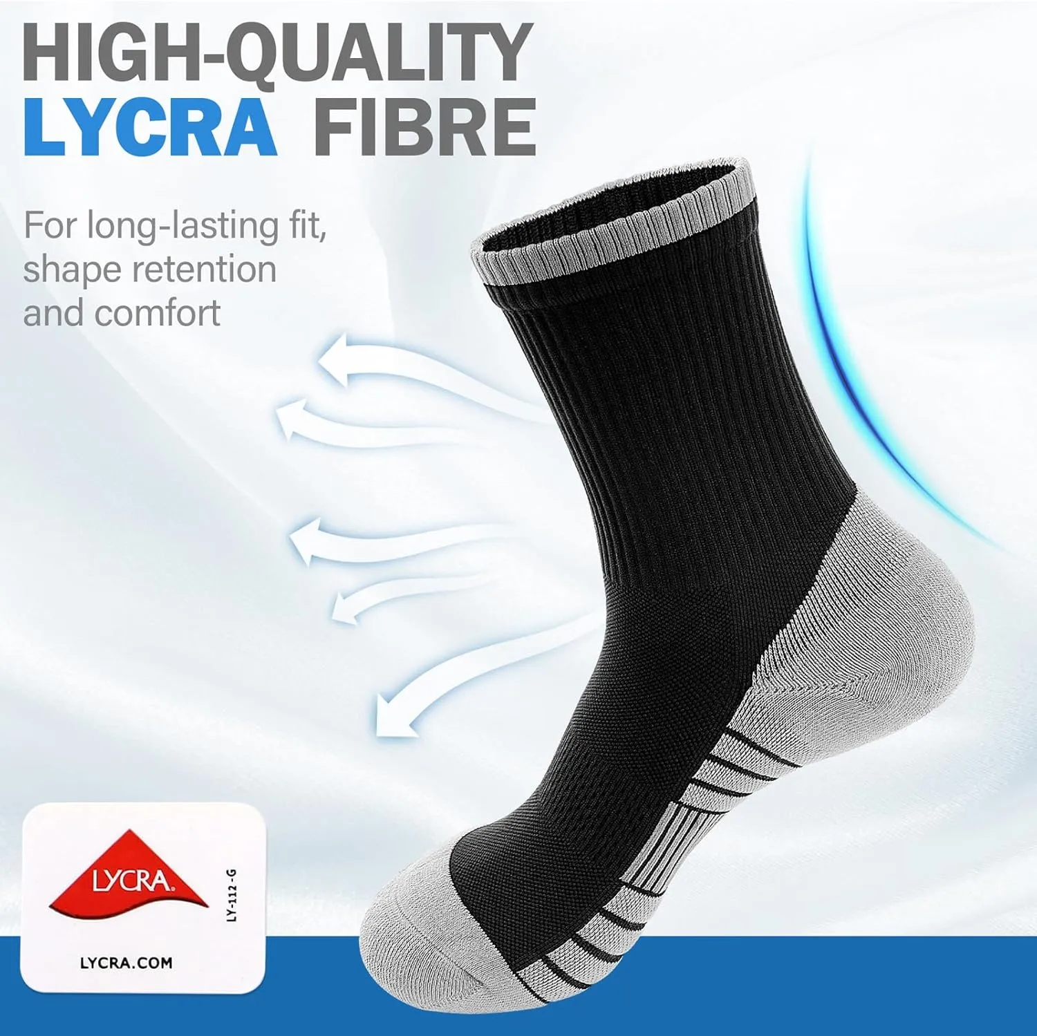 Athletic Cushioned Crew Socks, Sport Running Sock, Anti-Blister Wicking Coolmax Socks for Men and Women(2Pairs)