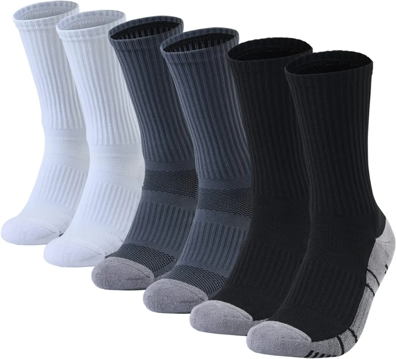 Athletic Hiking Socks for Mens and Womens Arch Support Compression With Cushion Moisture Wicking Crew Socks 3 Pairs