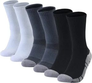 Athletic Hiking Socks for Mens and Womens Arch Support Compression With Cushion Moisture Wicking Crew Socks 3 Pairs