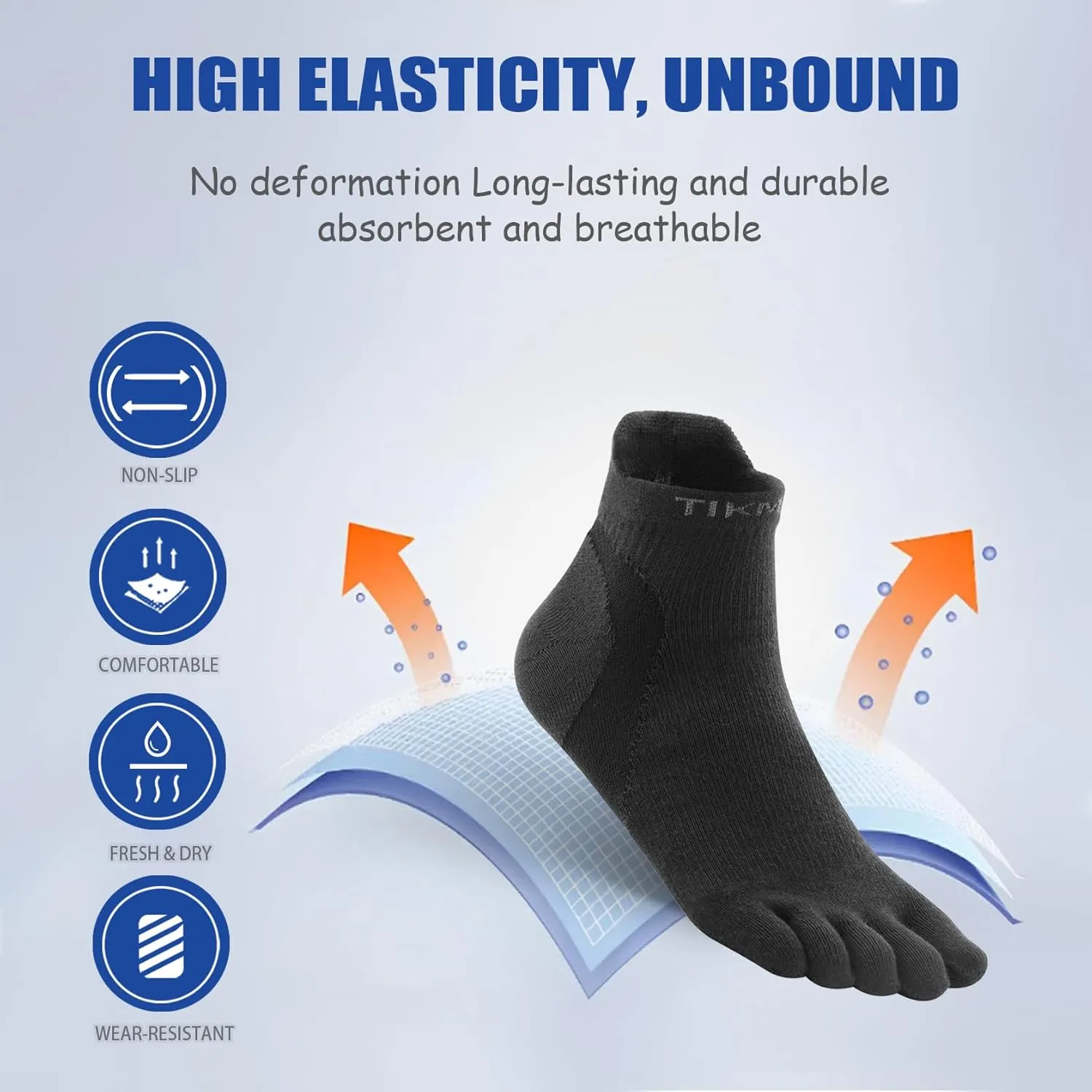 Athletic Toe Socks, Five Finger Ankle Socks for Men/Women, CoolMax Moisture-Wicking Arch Support