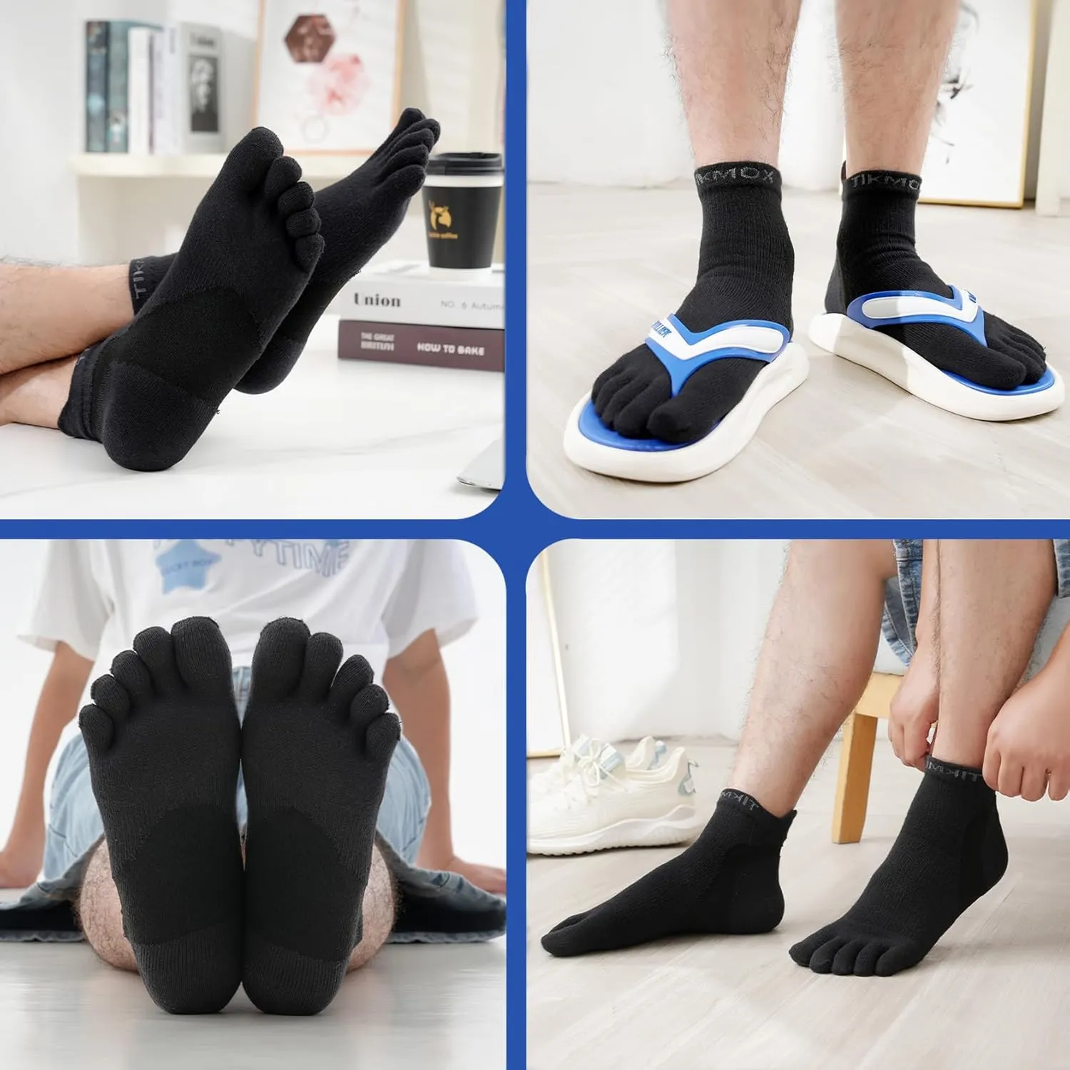 Athletic Toe Socks, Five Finger Ankle Socks for Men/Women, CoolMax Moisture-Wicking Arch Support