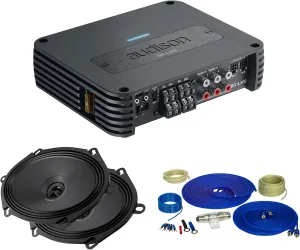 Audison SR Series SR 4.300 4 Channel 85Wx4 Amplifier & a 8 GA Wiring Kit with 2 Pairs of APX 570 Prima Series 5x7 Coaxial Speakers