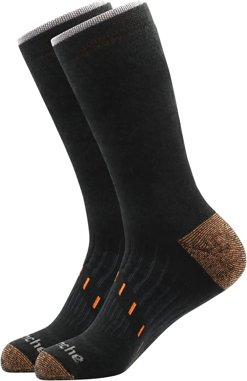 Avalanche Men's Odor Resistant Copper Wool Blend Crew Socks With Arch Support 2-Pack