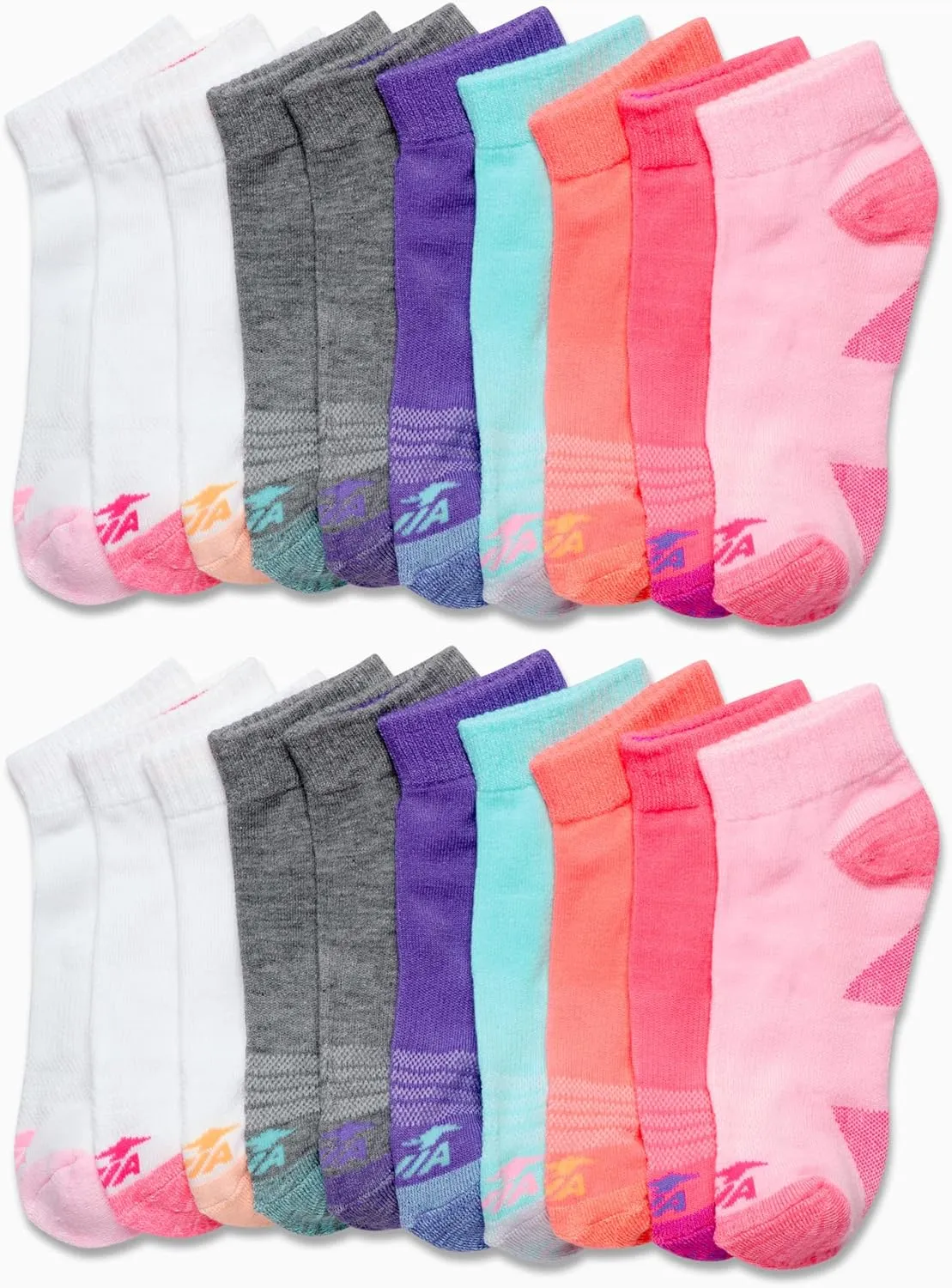 Avia Girls' Socks - 20 Pack Performance Cushion Quarter Cut Socks