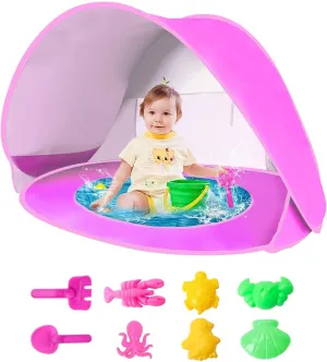Baby Beach Tent, Pop Up Portable Shade Pool Sun Shelter for Infant with Carry Bag Outdoor Beach Shade and Toddler Cabana for Aged 0-3 Baby and Kids Baby Pool Tent (Pink)