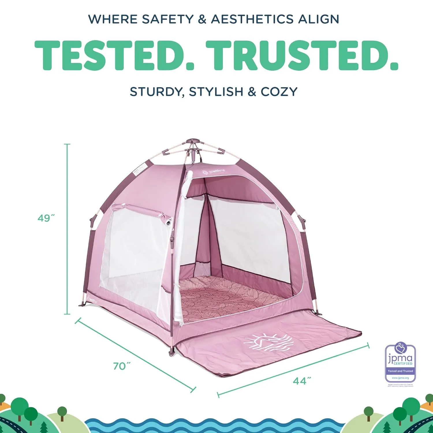 Baby Delight Go with Me Villa Portable Tent and Playard | Kids Tent and Playhouse | Indoor and Outdoor | Canyon Rose