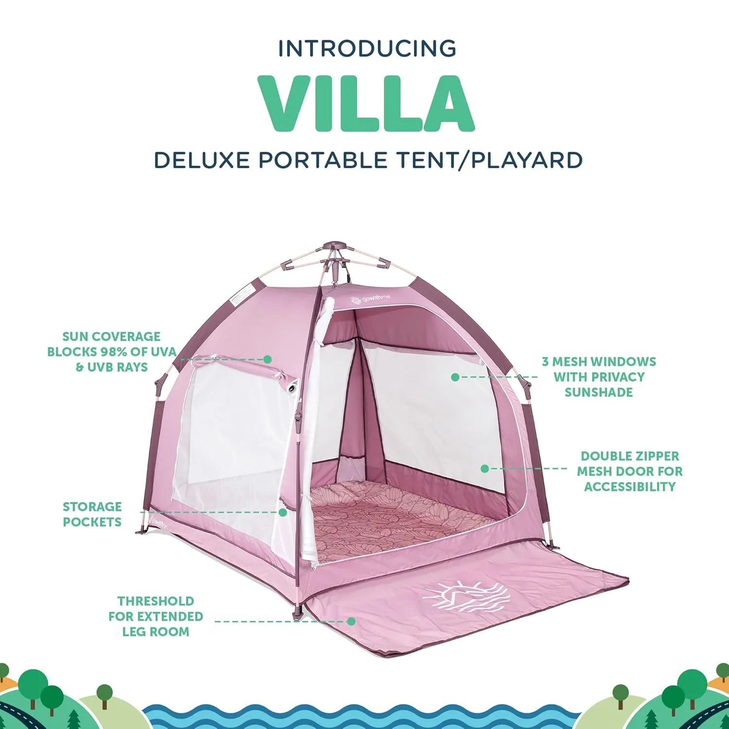 Baby Delight Go with Me Villa Portable Tent and Playard | Kids Tent and Playhouse | Indoor and Outdoor | Canyon Rose