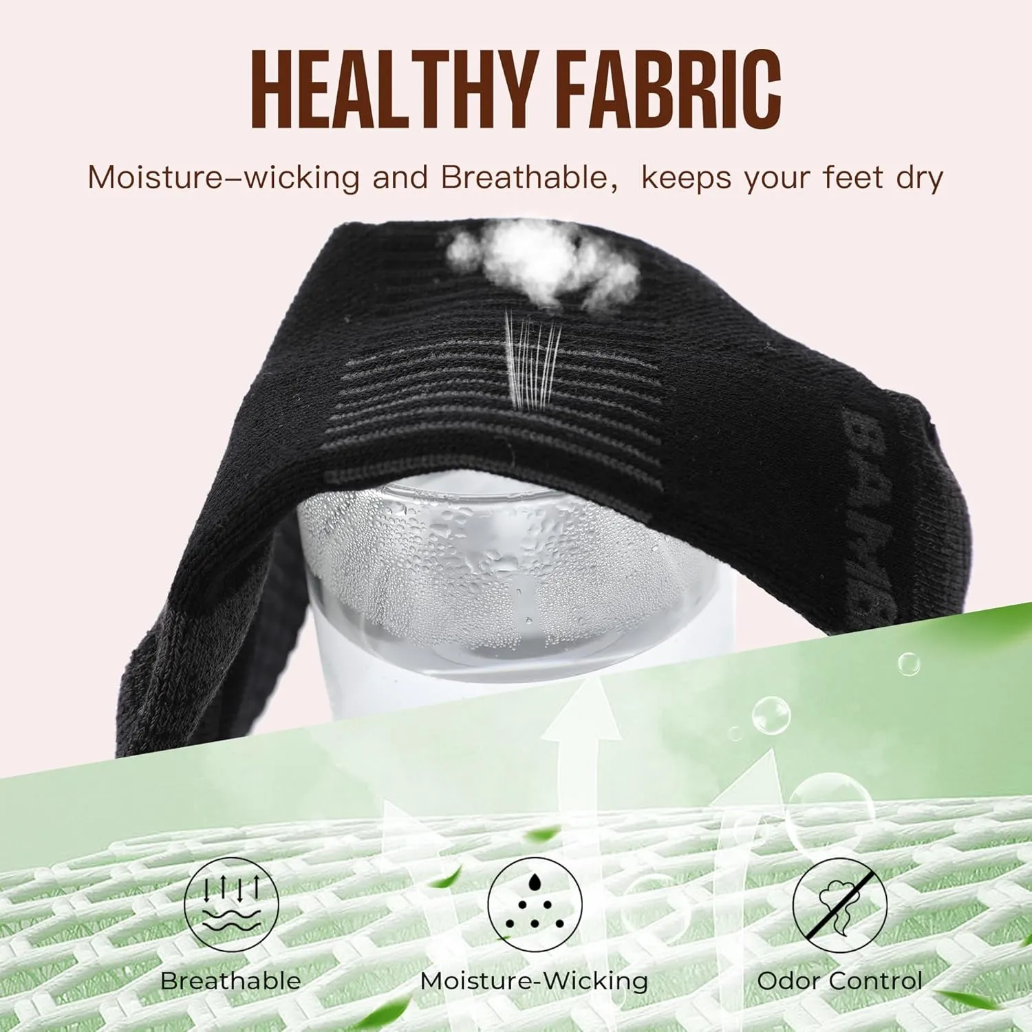 BAMBOO COOL Ankle Socks Womens Athletic Running Socks Moisture-Wicking Bamboo Viscose Cushioned Anti-Blister 5/6 Pairs