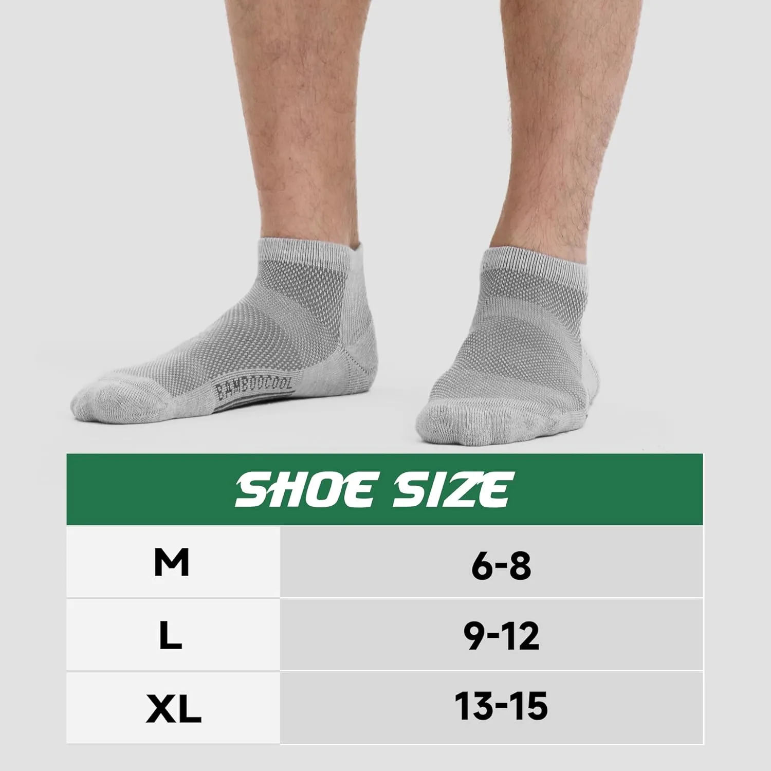 BAMBOO COOL Men's Ankle Athletic Socks Moisture Wicking Low cut Mesh Running Socks Arch Support, 8 Pairs