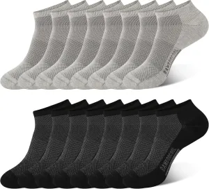 BAMBOO COOL Men's Ankle Athletic Socks Moisture Wicking Low cut Mesh Running Socks Arch Support, 8 Pairs