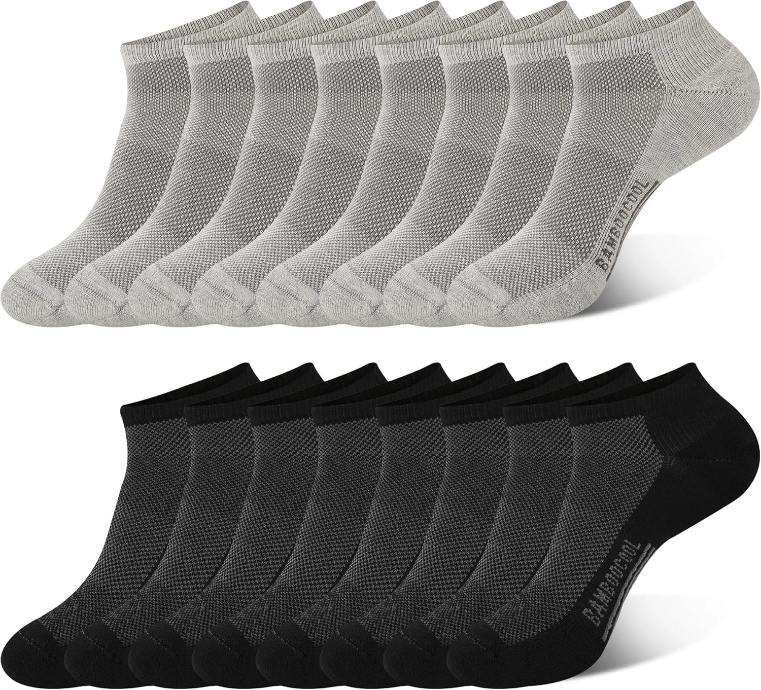 BAMBOO COOL Men's Ankle Athletic Socks Moisture Wicking Low cut Mesh Running Socks Arch Support, 8 Pairs