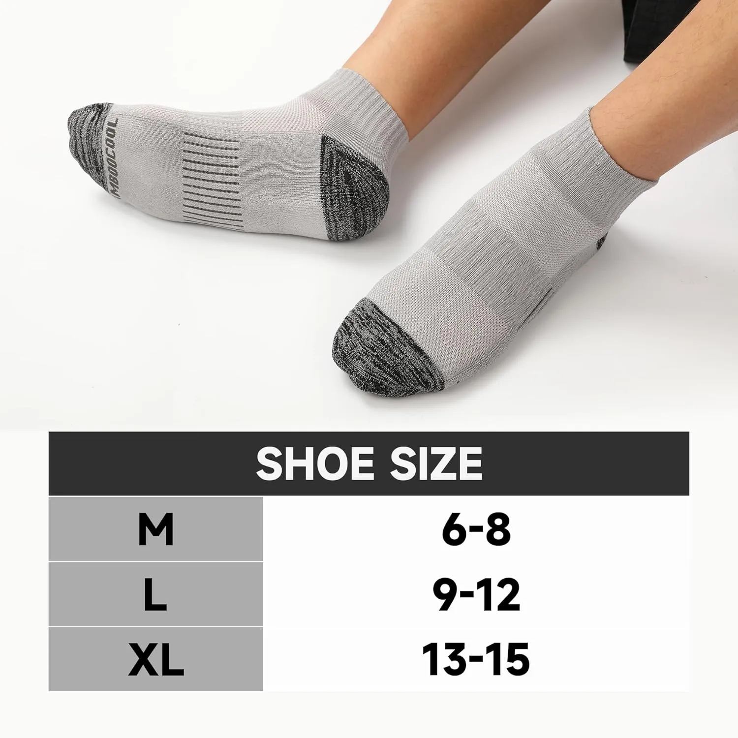BAMBOO COOL Men's Ankle Socks Athletic Low Cut Cushioned Moisture Wicking, Running Socks Arch Support Breathable, 6 Pack
