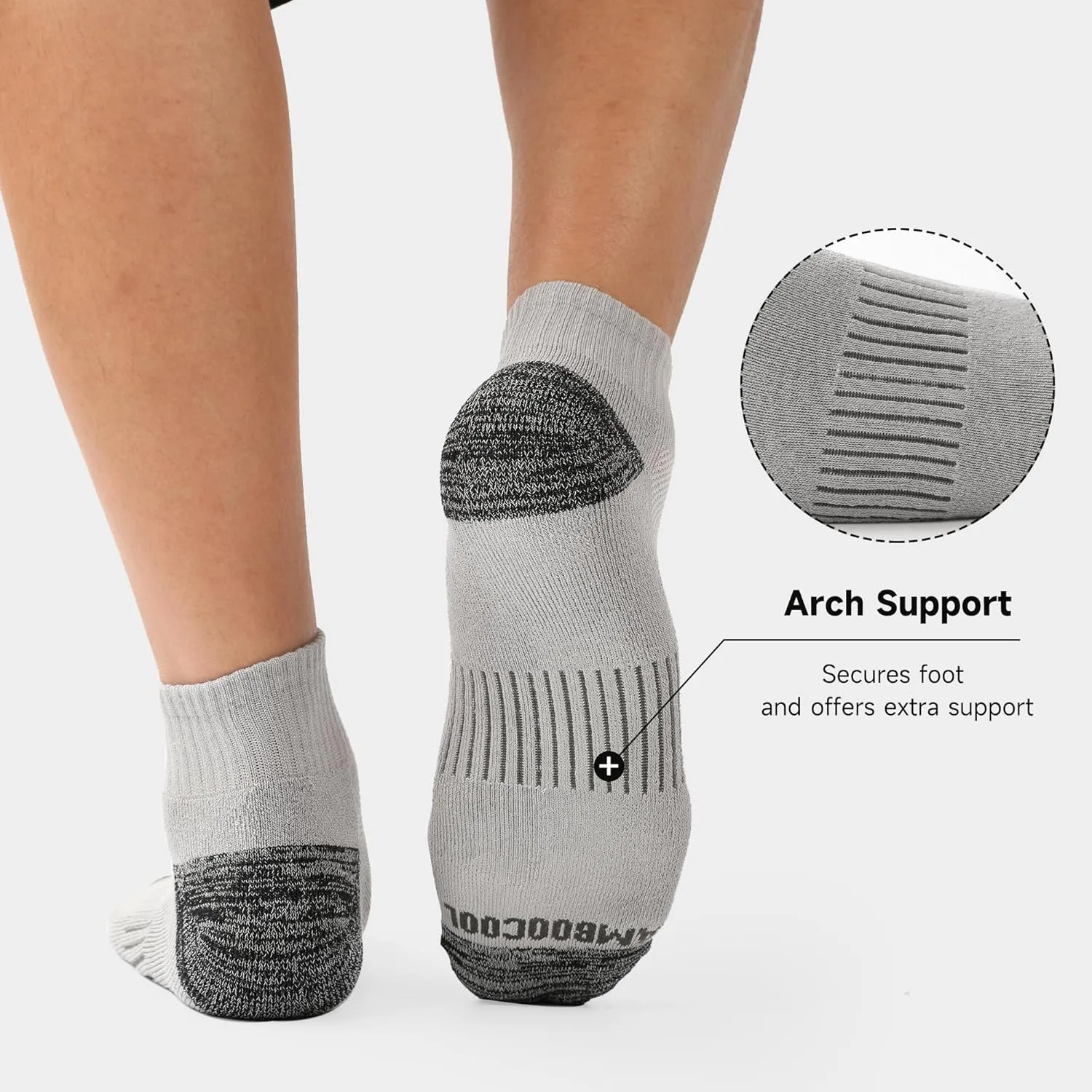 BAMBOO COOL Men's Ankle Socks Athletic Low Cut Cushioned Moisture Wicking, Running Socks Arch Support Breathable, 6 Pack