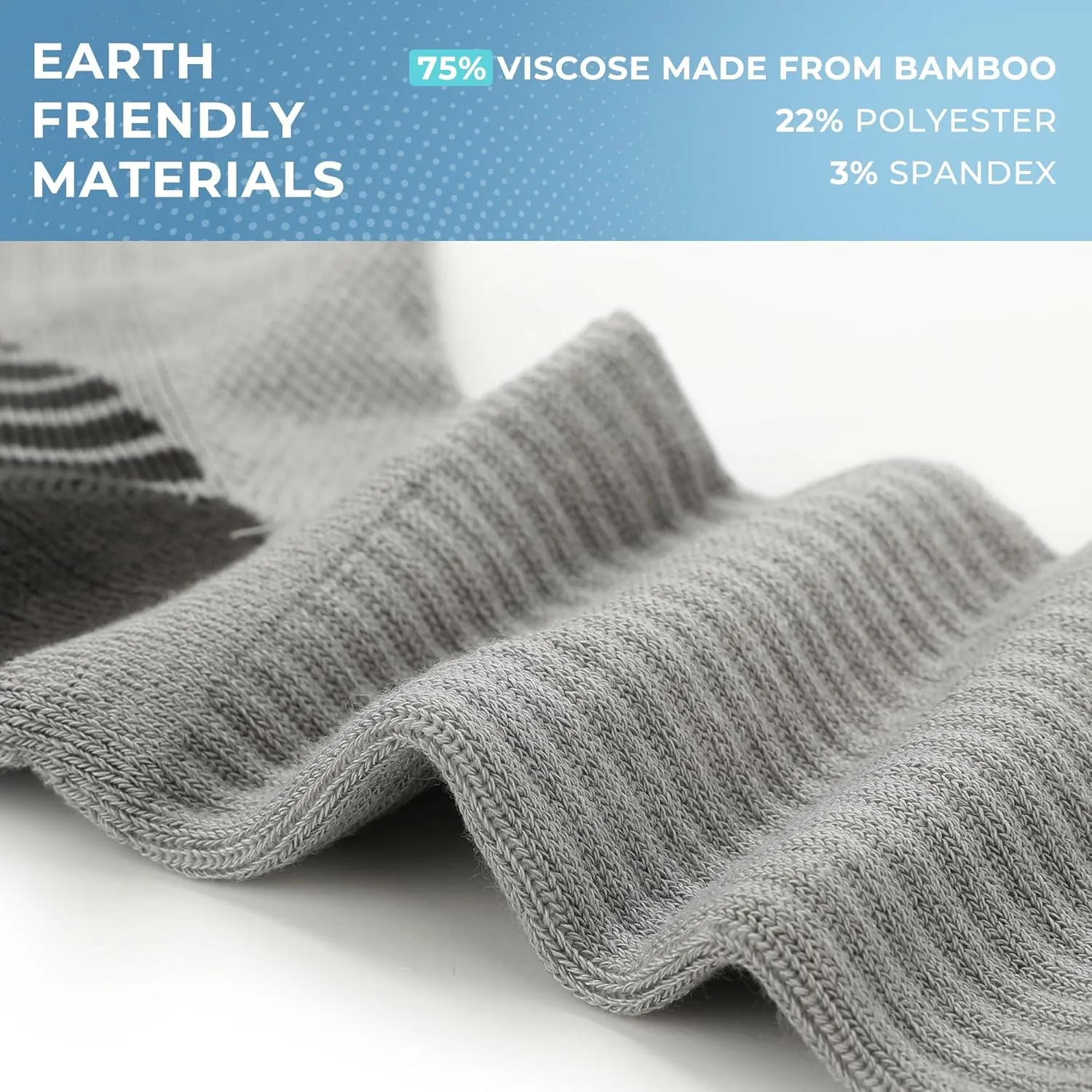 BAMBOO COOL Men's Crew Socks Athletic Running Sports Socks, Cushioned Moisture Wicking, Breathable Arch Support 6 Pack