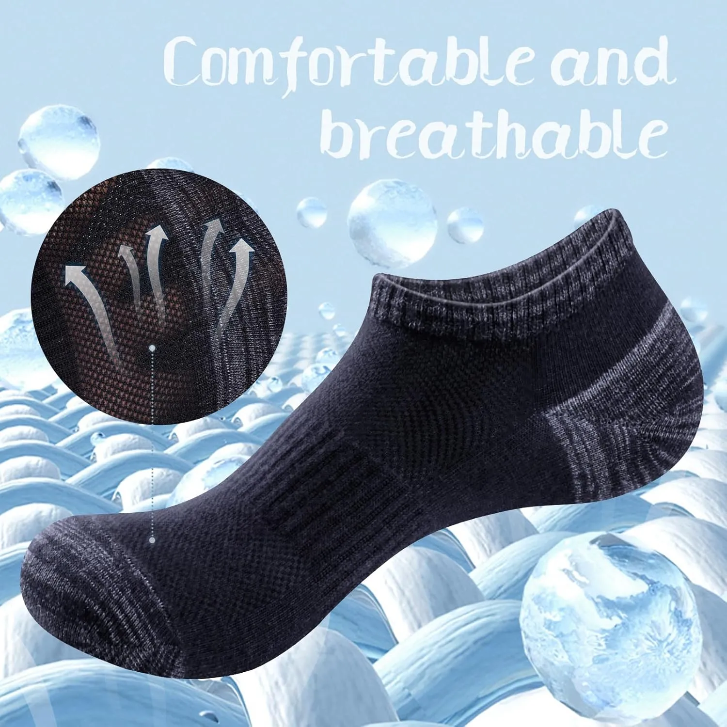 Bamboo Viscose Ankle Socks For Men, Breathable Anti-Odor Casual Everyday Athletic Low Cut Socks