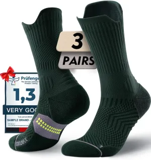 Bamboo Viscose Compression Running Crew Socks, Coolmax Moisture-Wicking Anti-Blister Hiking&Gym Athletic Socks