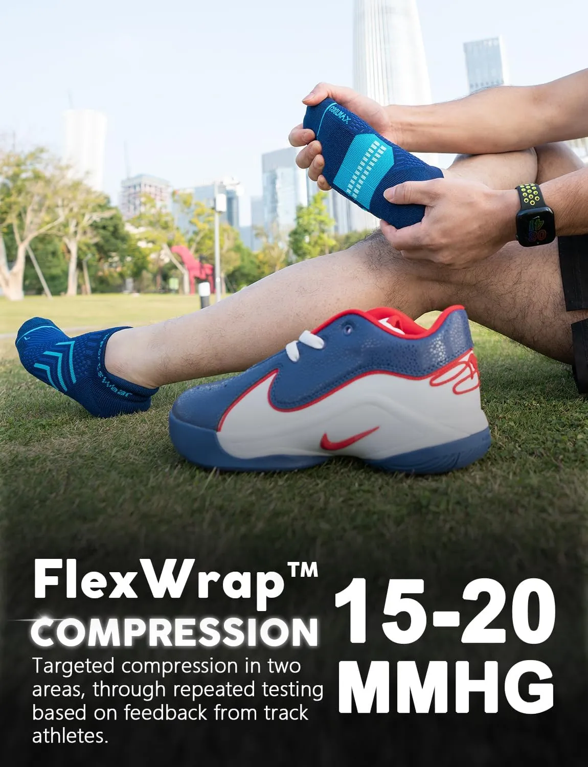 Bamboo Viscose Compression Running No Show Socks, Coolmax Moisture Wicking Cushioned Anti-Blister Athletic Ankle
