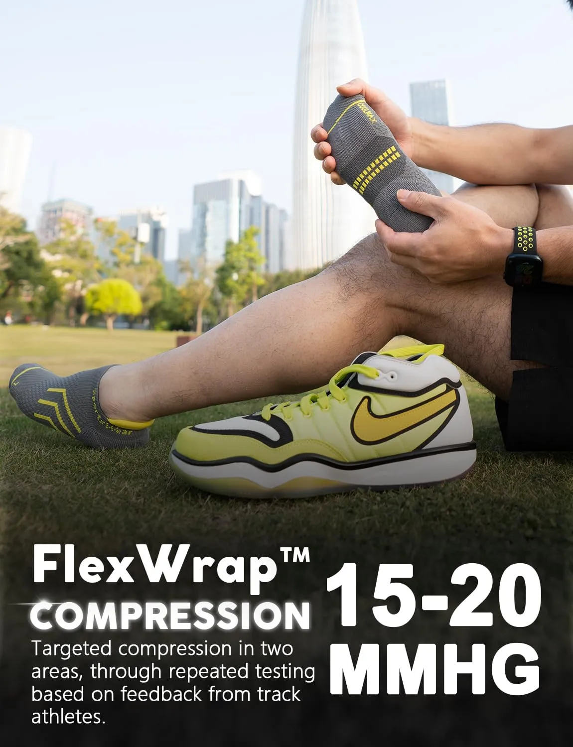 Bamboo Viscose Compression Running No Show Socks, Coolmax Moisture Wicking Cushioned Anti-Blister Athletic Ankle