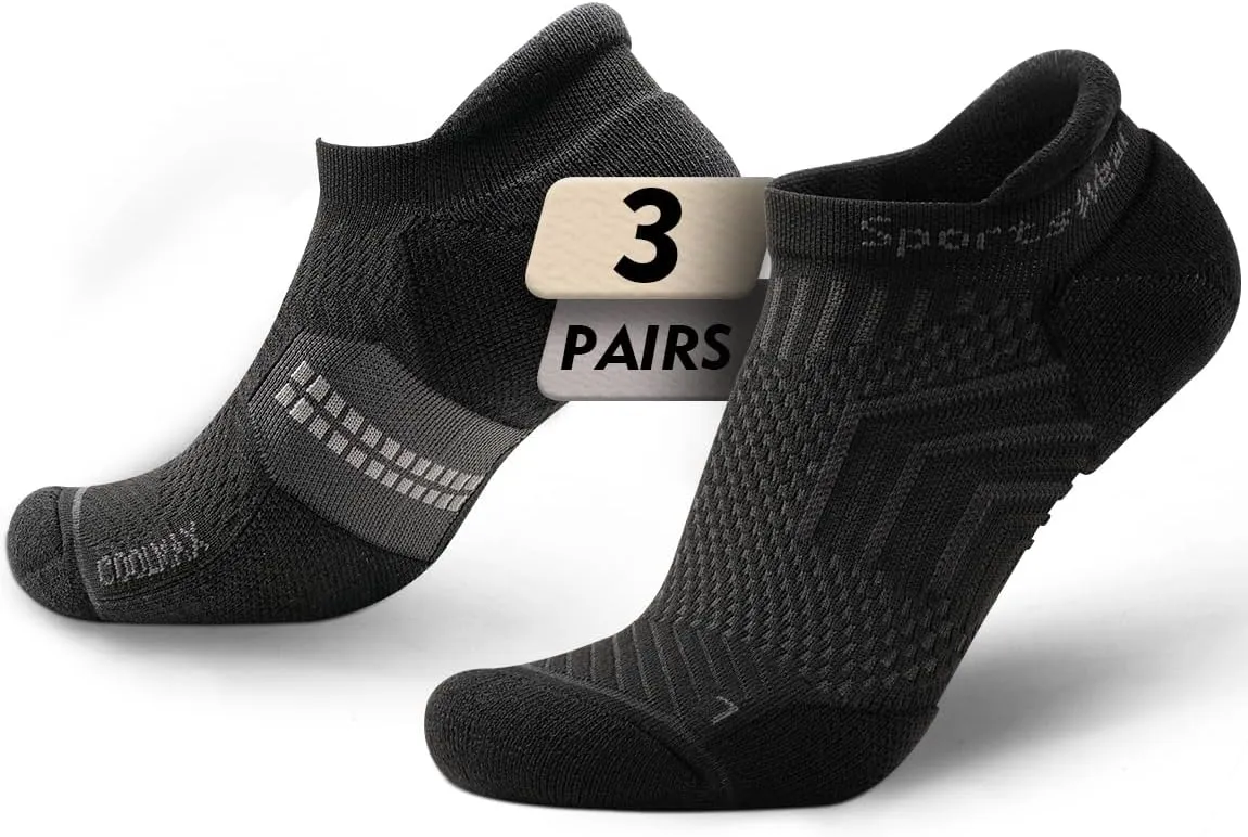 Bamboo Viscose Compression Running No Show Socks, Coolmax Moisture Wicking Cushioned Anti-Blister Athletic Ankle
