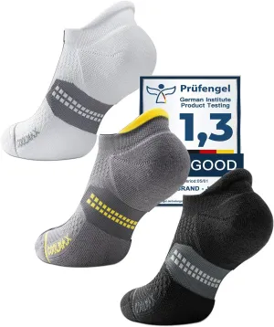 Bamboo Viscose Compression Running No Show Socks, Coolmax Moisture Wicking Cushioned Anti-Blister Athletic Ankle