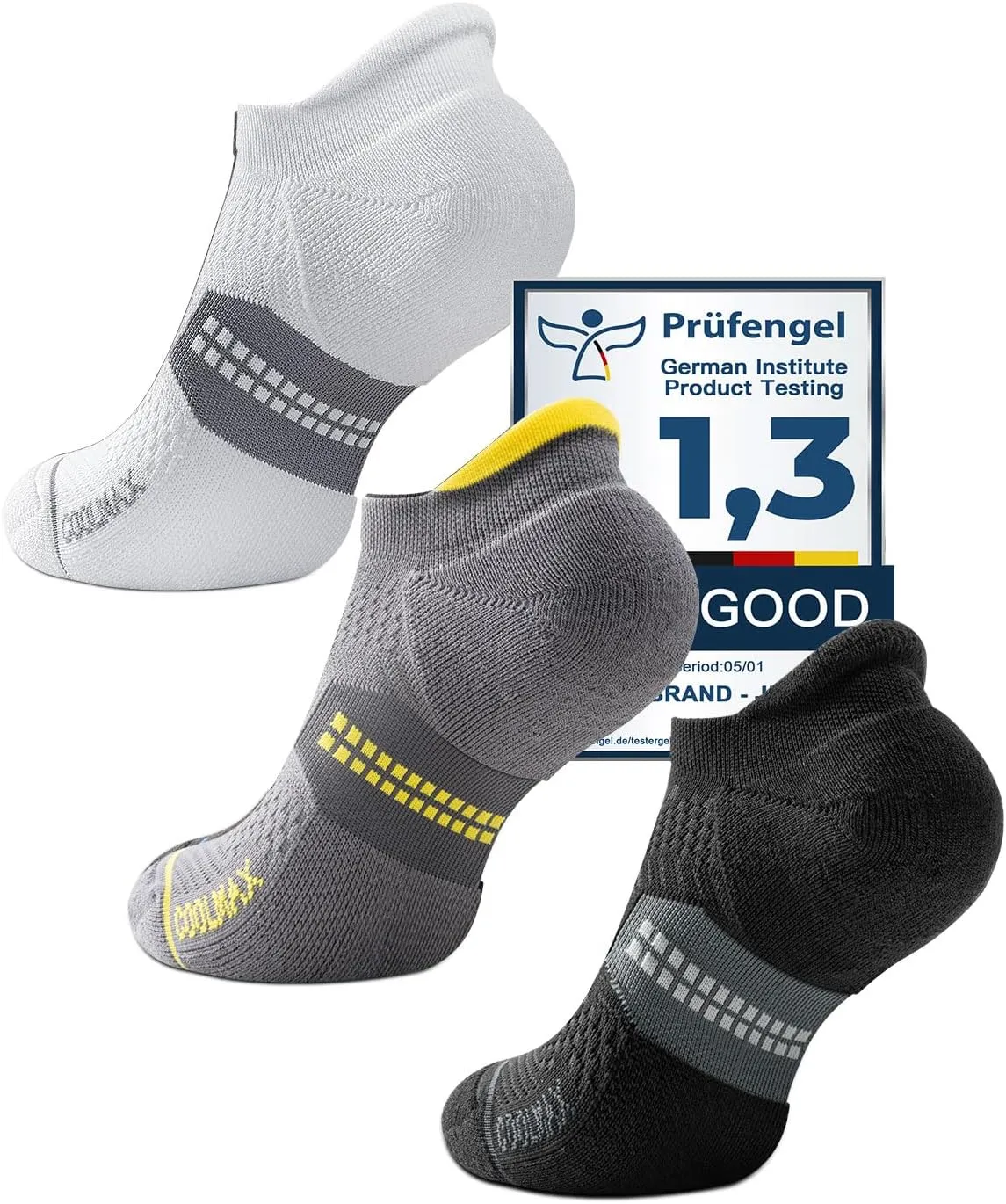 Bamboo Viscose Compression Running No Show Socks, Coolmax Moisture Wicking Cushioned Anti-Blister Athletic Ankle