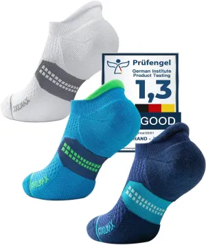 Bamboo Viscose Compression Running No Show Socks, Coolmax Moisture Wicking Cushioned Anti-Blister Athletic Ankle