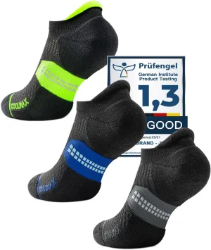 Bamboo Viscose Compression Running No Show Socks, Coolmax Moisture Wicking Cushioned Anti-Blister Athletic Ankle