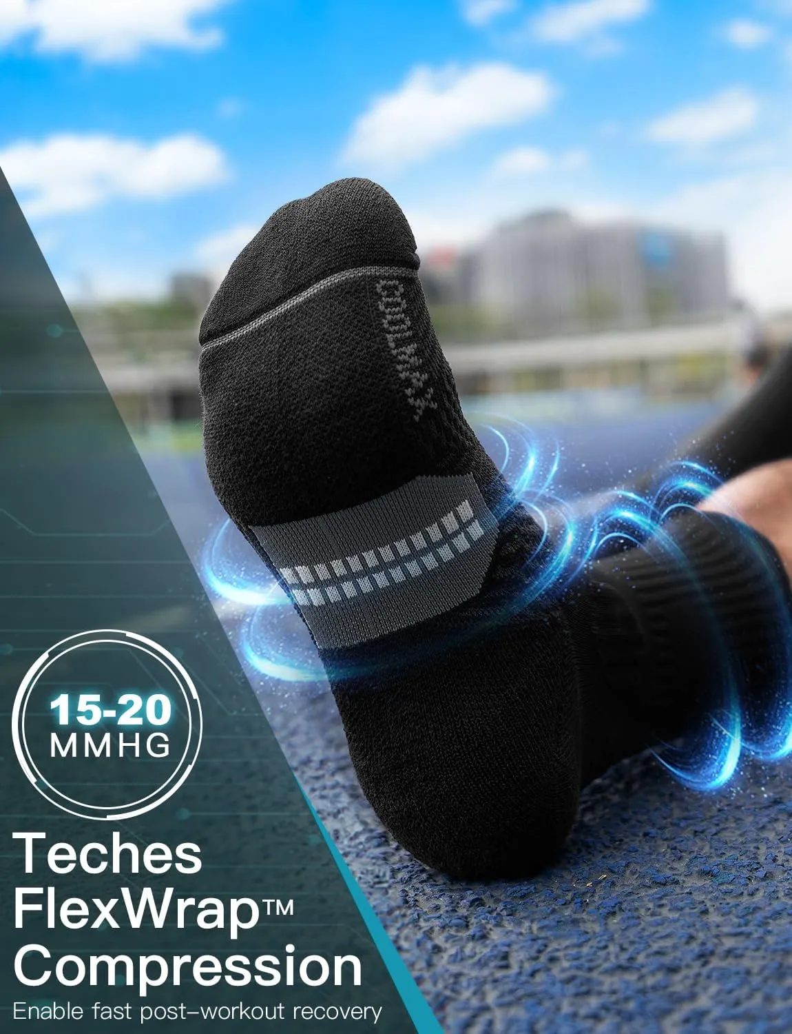 Bamboo Viscose Coolmax Crew Compression Running Socks Athletic Hiking Basketball Workout Moisture Wicking AntiBlister